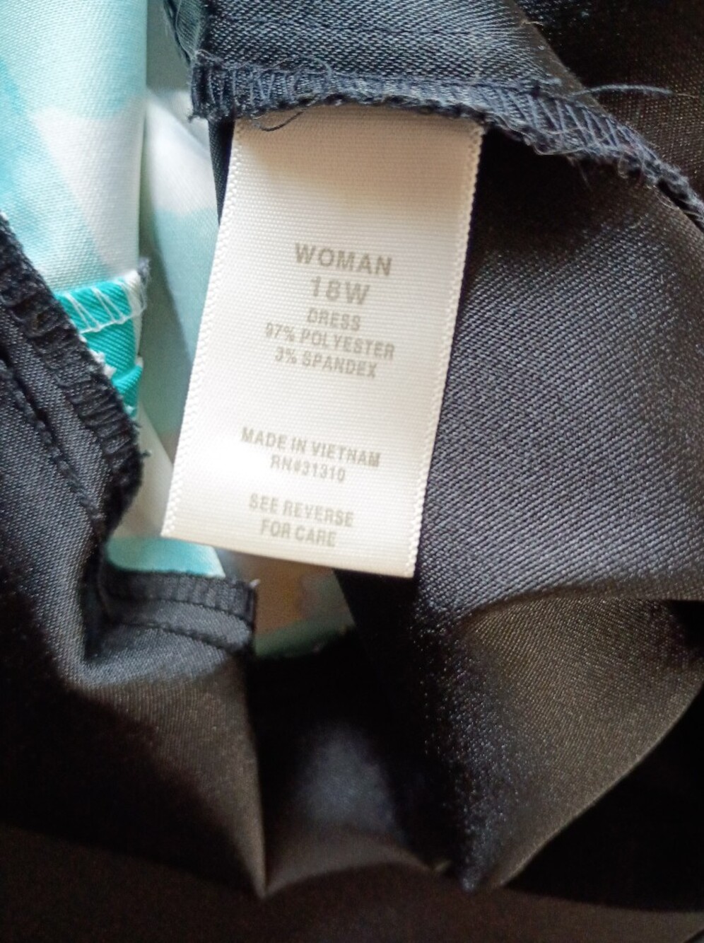 dressbarn White Teal Black Printed Midi Dress Size 18W - Picture 8 of 8